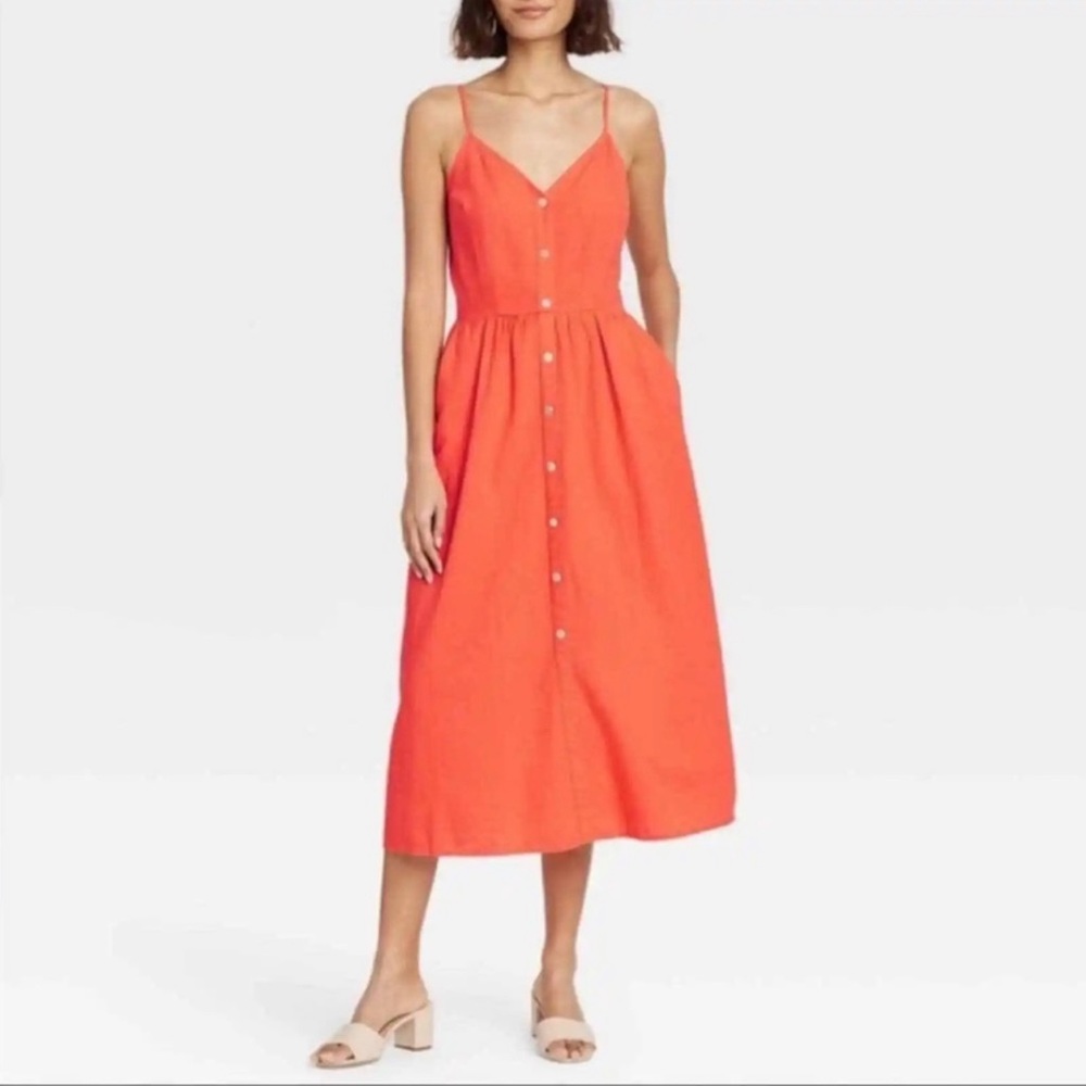 A new day Orange midi linen dress